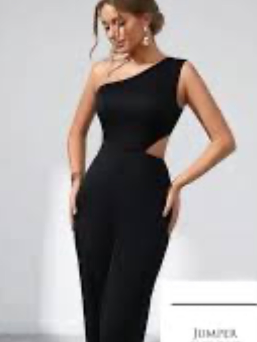 One-Shoulder Black Cutout Jumpsuit